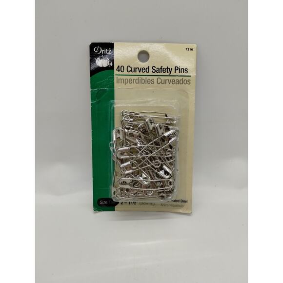 Dritz 7216 Curved Safety Pins-Size 2 - 40 Count - 1 1/2" (38mm) - Picture 1 of 2